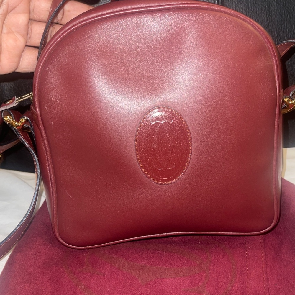 Cartier VTG Authentic Must de Cartier Bordeaux Leather Crossbody Bag w/Dustbag - Picture 7 of 17